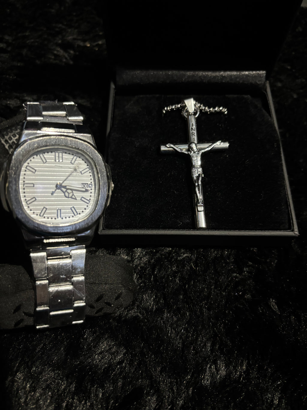Midnight Steel Watch & Cross Set