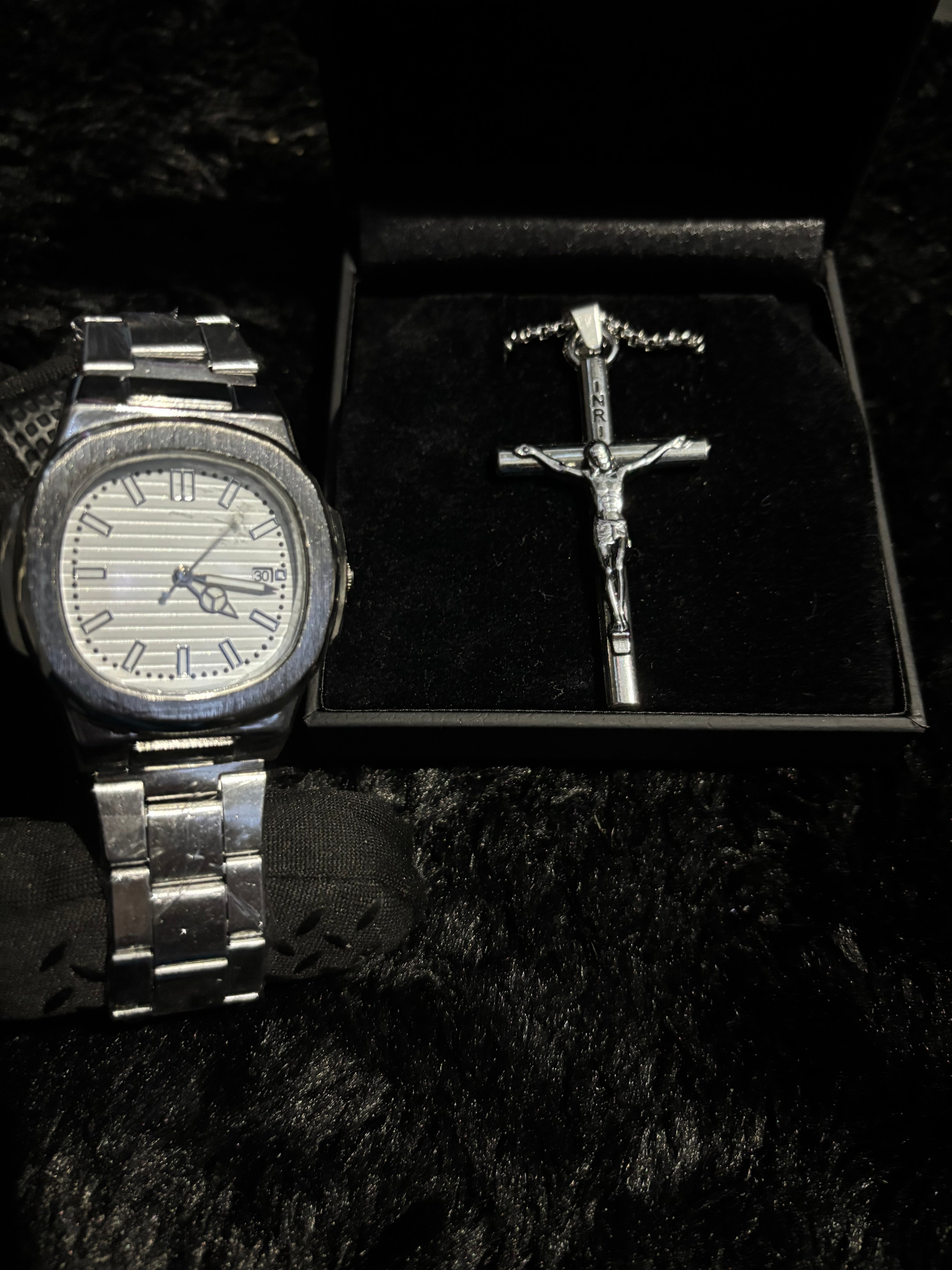 Midnight Steel Watch & Cross Set