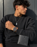 Men’s Gift Set – Silver Watch, Chain Necklace & Black Wallet