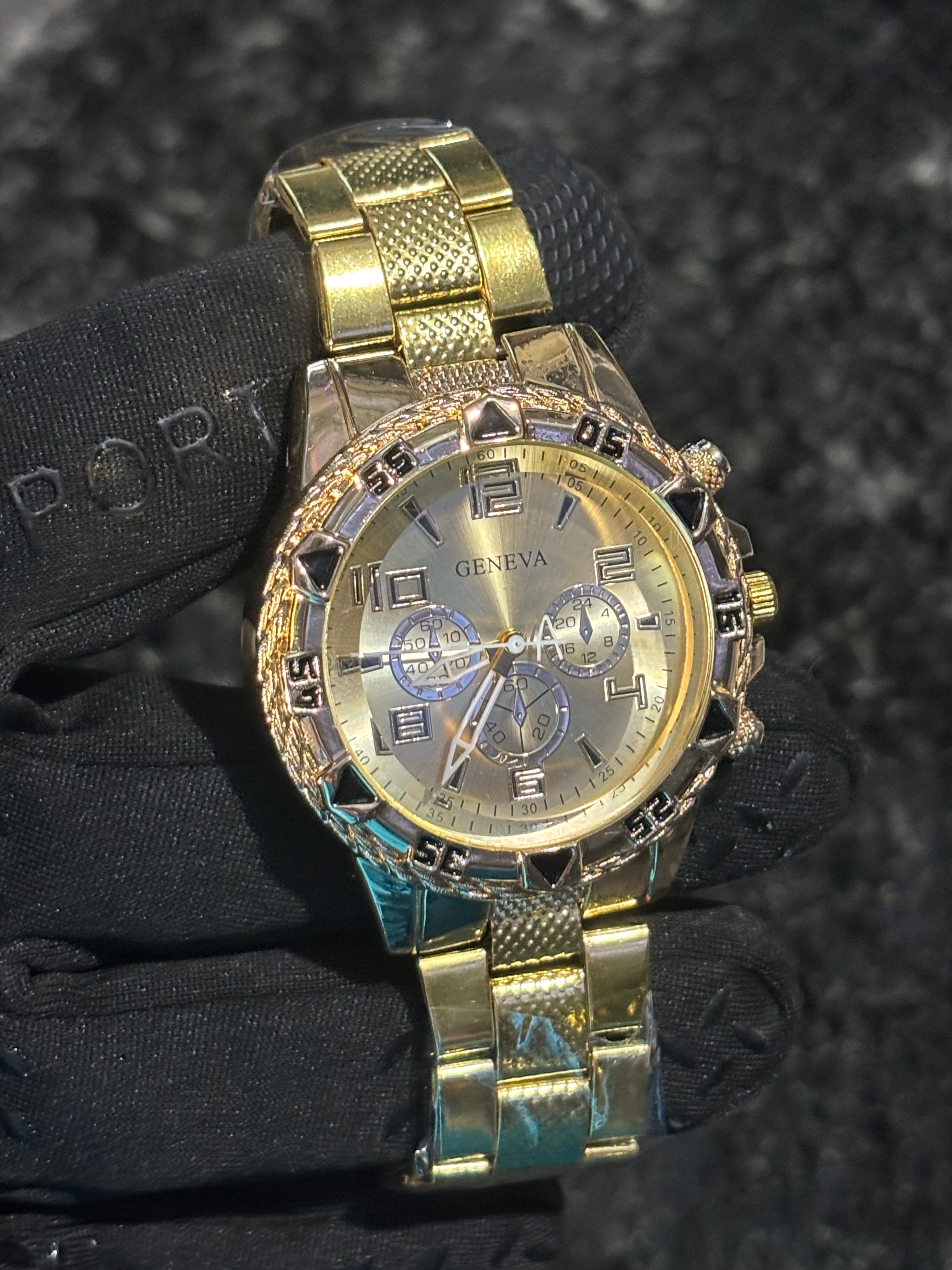 Geneva Gold Chronograph Watch