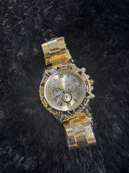 Geneva Gold Chronograph Watch